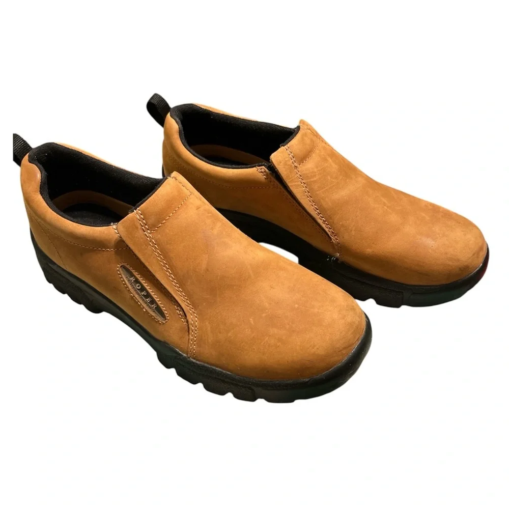 Roper Performance Men’s Leather Slip On Brown Casual Shoes Size 12